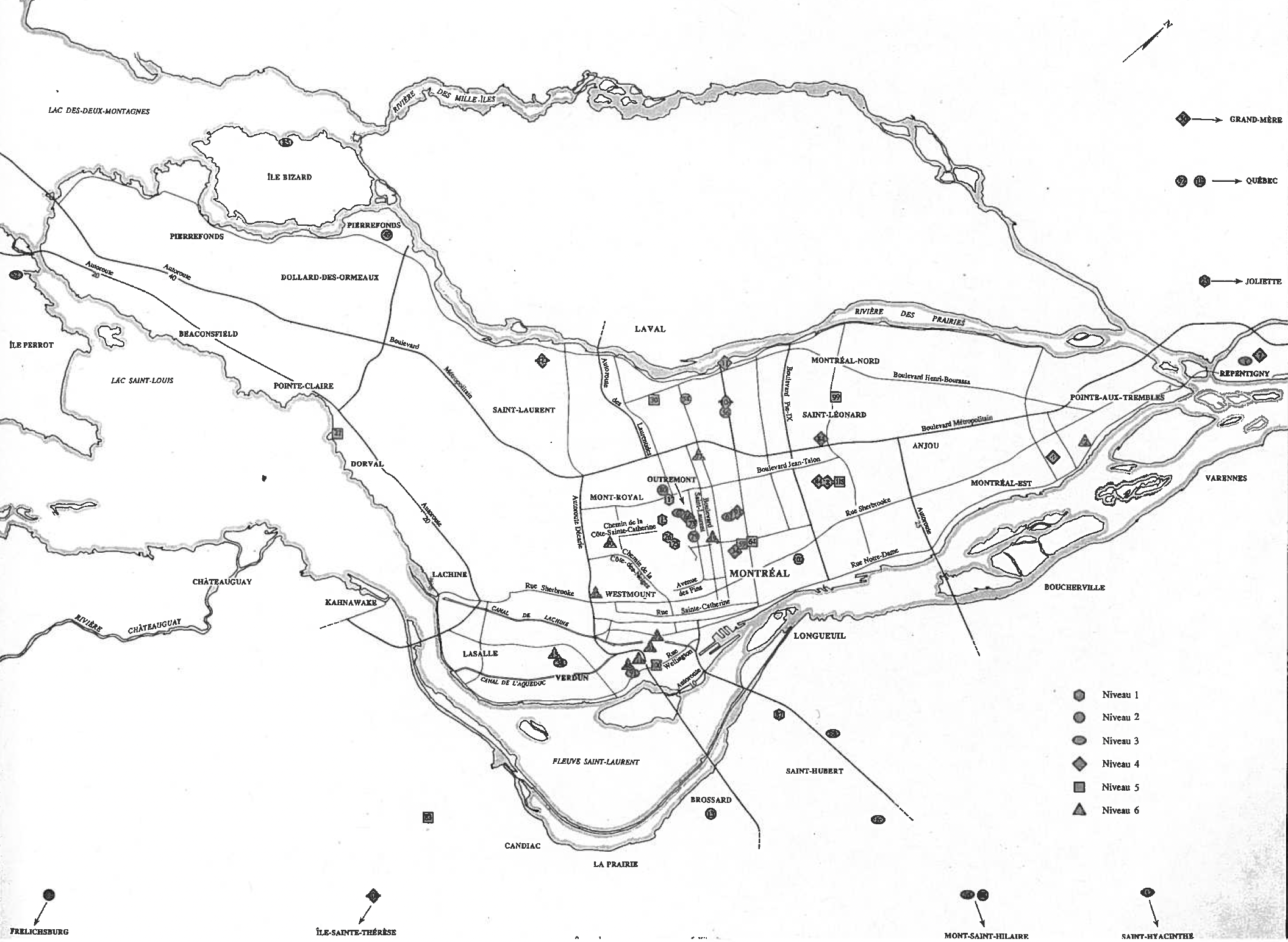 Carte Montréal 1984 - Localisation des informateurs.