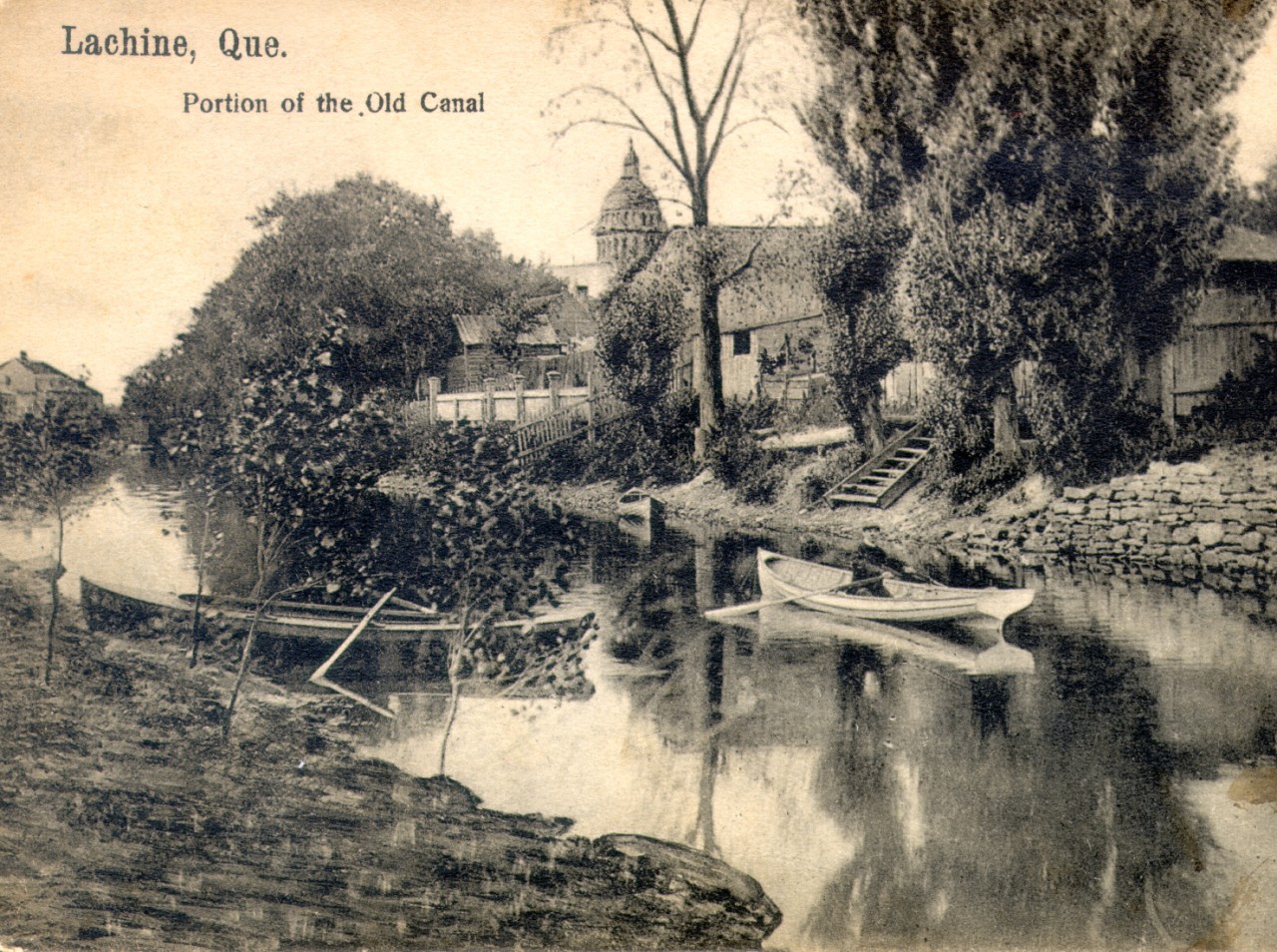 Carte postale illustrant le canal de Lachine